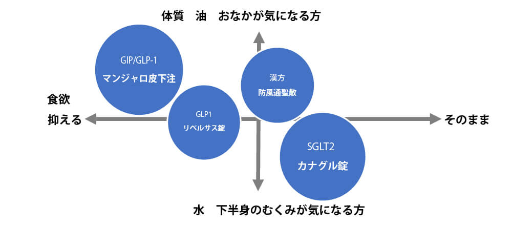 各薬剤の位置付け